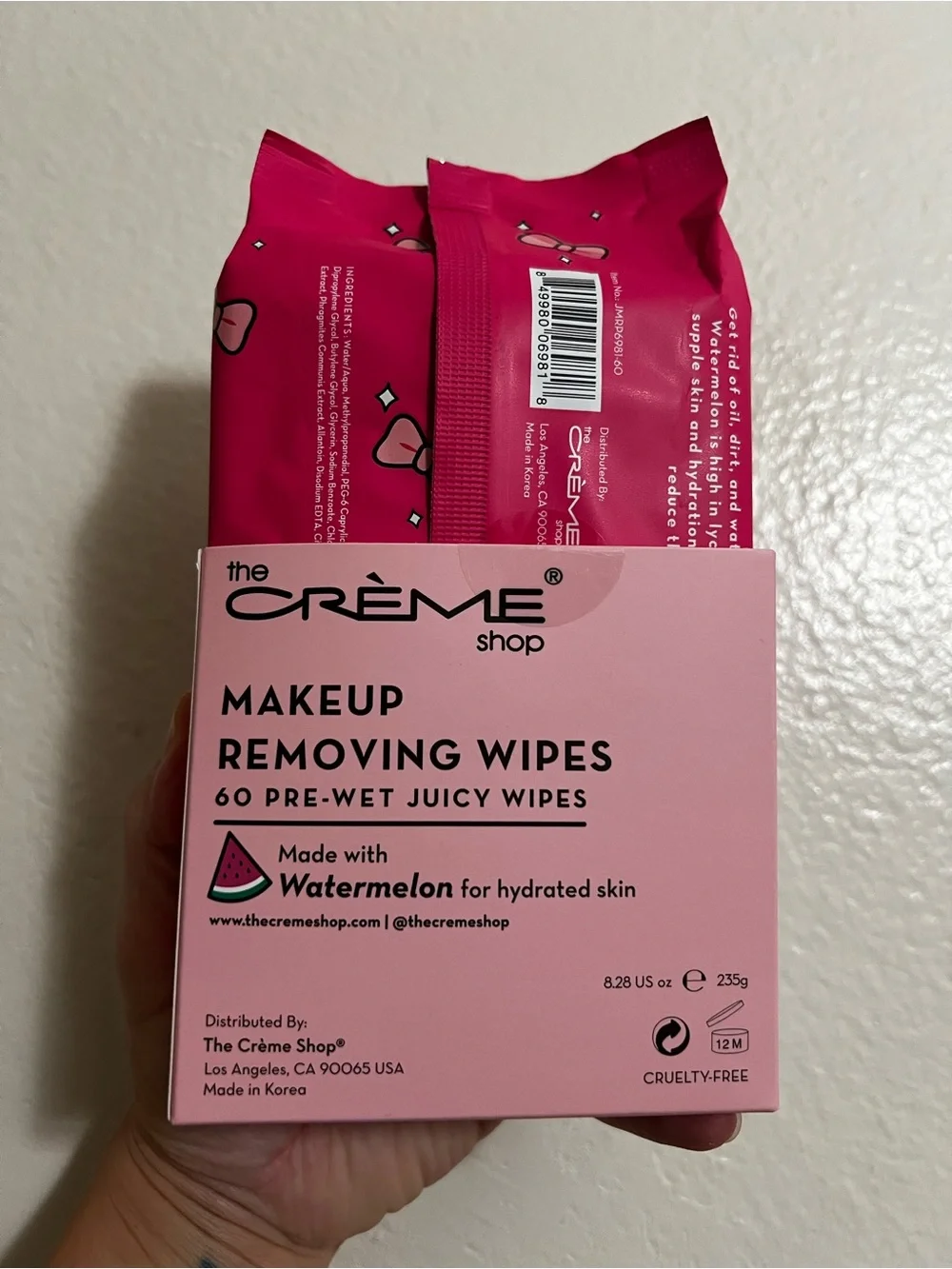 The Crème Shop Pink Watermelon Makeup Removing Wipes - 60 Count
